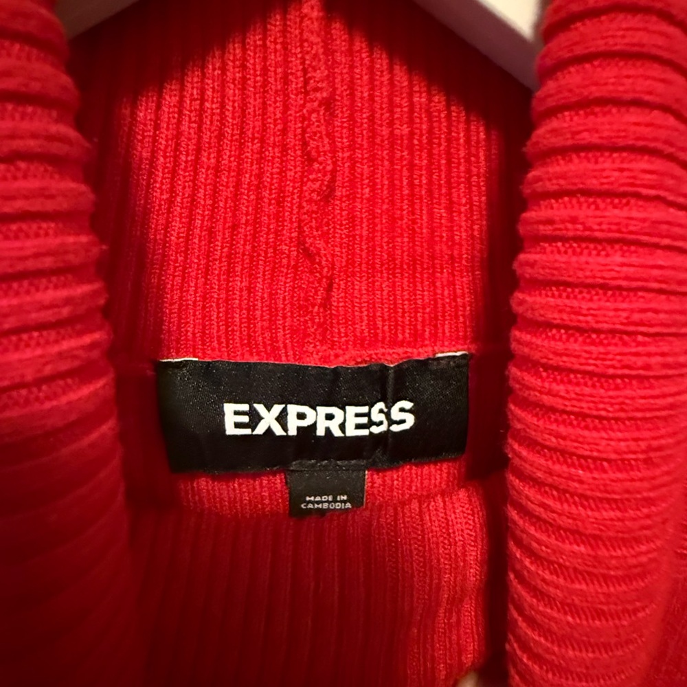 Express Vibrant Red Long Sleeve Dress - Picture 2 of 4
